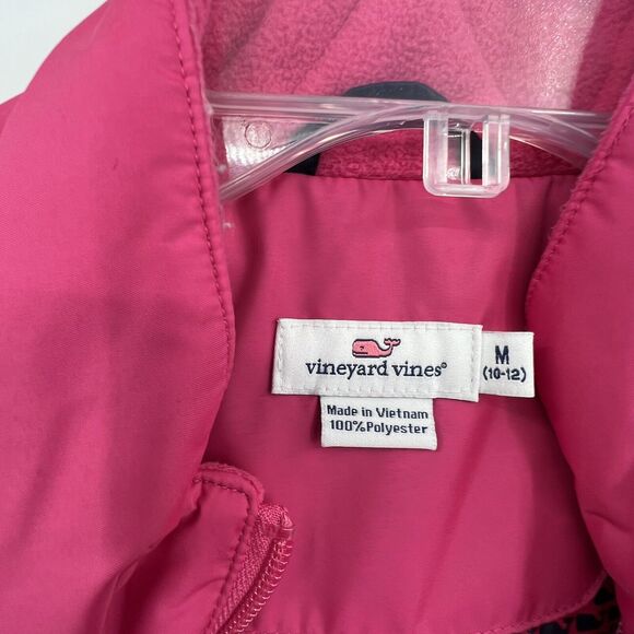 Vineyard Vines Pink Navy Puffer Vest Full Zip Girls 10-‎ 12 - Picture 3 of 4